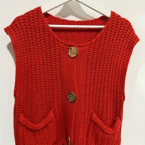 Red Knit Sweater Vest